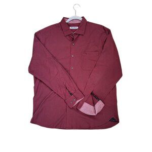 Men’s Large Tommy Bahama Cotton/Silk Button Up Solid Brick Red Shirt NWOT